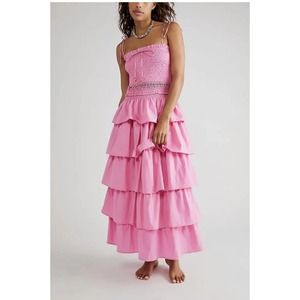 Free People Pink Tiered Maxi Dress